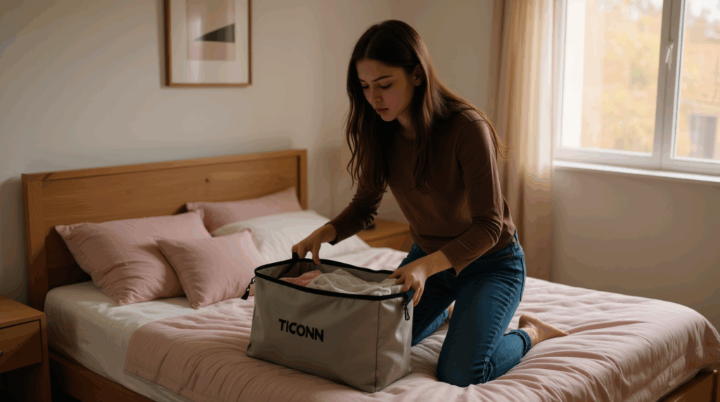 TICONN 6 Pack Extra Large Moving Bags with Zippers & Carrying Handles, Heavy-Duty Storage Tote Moving Boxes for Space Saving