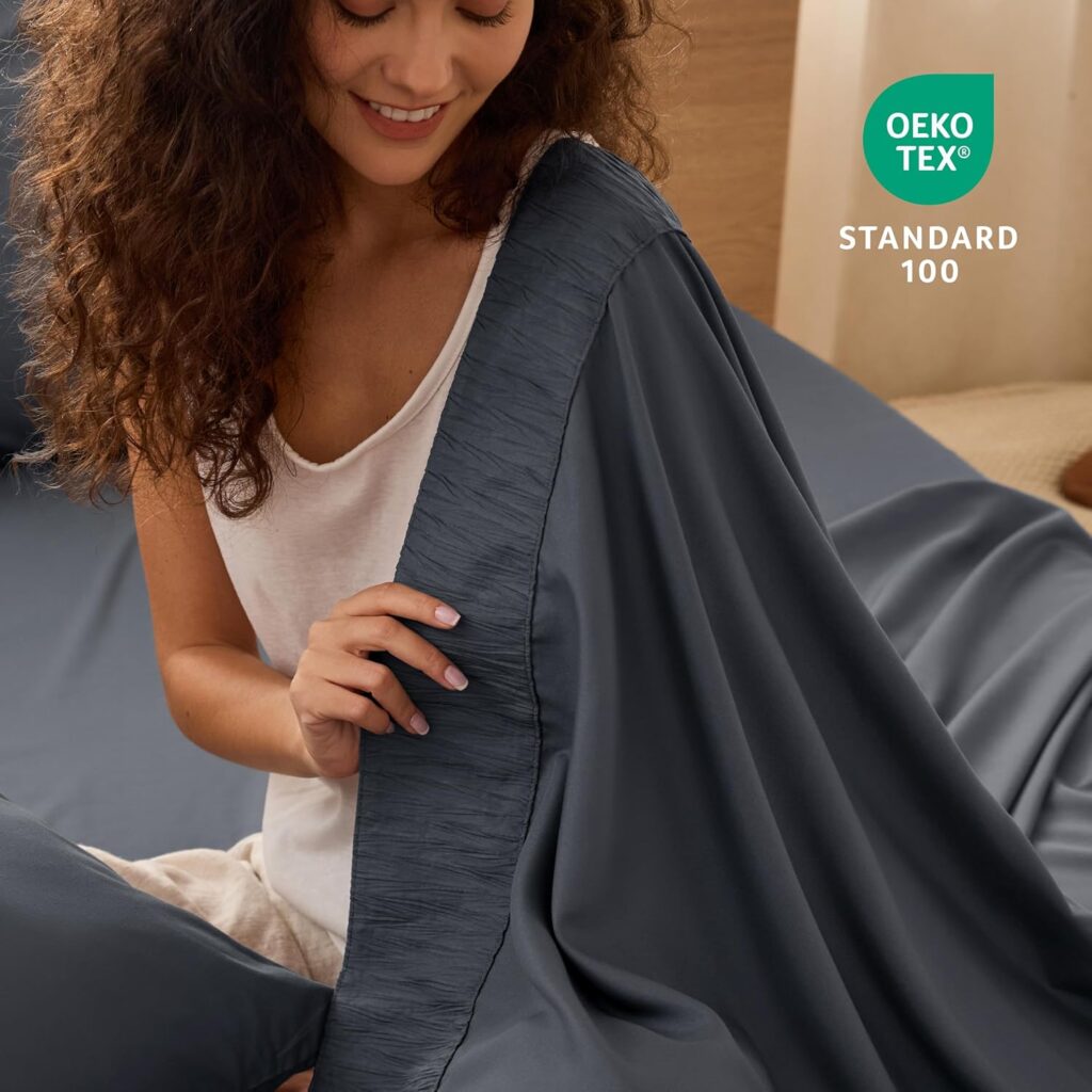 Bedsure Queen Sheet Set - 4 Pieces Soft Queen Size Sheets - Breathable & Cooling - Hotel Luxury