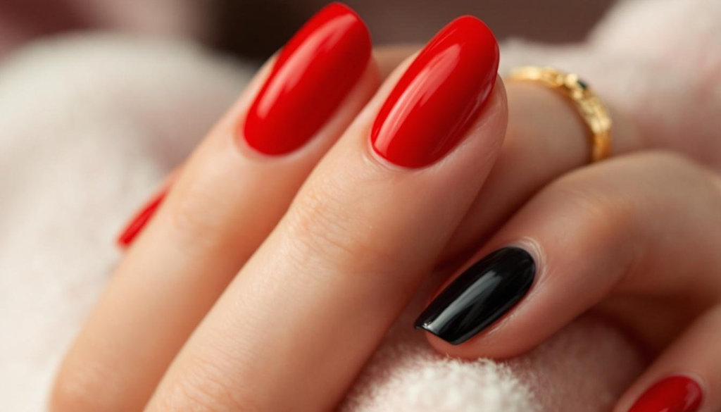 Close-up of a hand with glossy, pink-polished nails using the Beetles Wipe Gel Coat system, with bottles and alcohol wipe visible on a clean white surface — showing shine, smooth finish, and product application